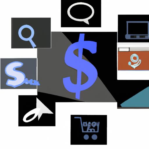 Kiếm tiền từ website cá nhân: Hình ảnh trang web có biểu tượng đô la ở giữa, được bao quanh bởi các biểu tượng và ký hiệu khác.