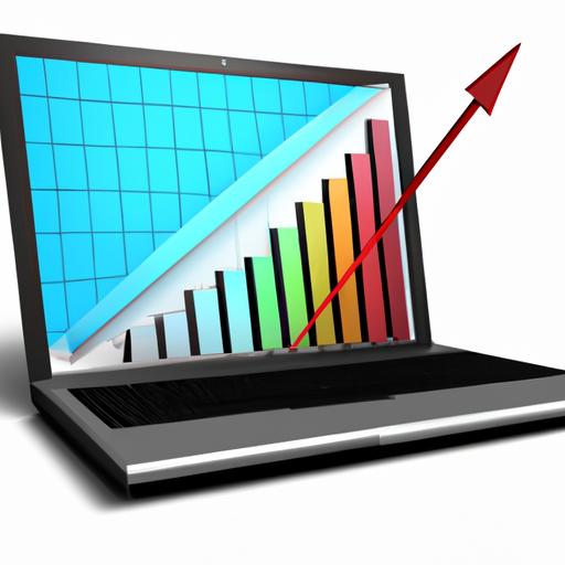 Một chiếc laptop với biểu đồ trên màn hình cho thấy lợi nhuận tăng lên.