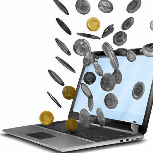 Máy tính xả tiền với ứng dụng kiếm tiền trực tuyến.